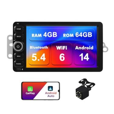 Imagem de Estéreo automotivo 4+64G Android 14 Double Din para Chevrolet Silverado Impala Tahoe GMC Sierra Yukon Hummer H2 com rádio IPS de 7 polegadas com tela sensível ao toque sem fio integrado/Android Auto
