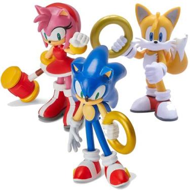 Imagem de Kit Sonic Bonecos: Sonic, Tails & Amy Original - DC Toys, Sonic Montáv
