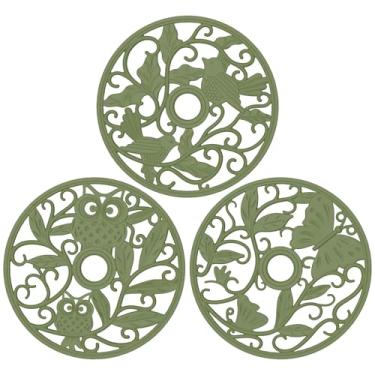 Imagem de ME.FAN Trivet de silicone [3 conjuntos] Tapete para trivet - Almofadas quentes de animais moscas para panelas e pratos quentes - Bases para copos grandes isolados flexíveis duráveis antiderrapantes