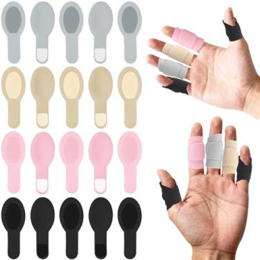 Imagem de Kit de 20 talas de dedo, suporte elástico ajustável de nylon para dedo do gatilho, artrite, dedos esticados ou torcidos, serve para polegar, índice, médio, anel, dedo mindinho – 4 cores (5 cada)