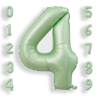 Imagem de AULE 4 números grandes de balões de 101 cm, verde sálvia, balões grandes com números de alumínio, decorações de festa de feliz aniversário de hélio gigante para homens e mulheres, suprimentos de festa