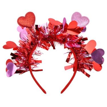 Imagem de Lanmerry Faixa de cabeça de Dia dos Namorados para crianças, faixas de cabeça rosa para meninas, fantasia de cupido vermelho com glitter para mulheres, decoração de dia dos namorados