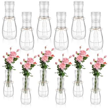 Imagem de 12 peças de vasos de plástico a granel, vasos de flores transparentes grandes de 25 cm para centros de mesa, decorações de casamento, banquetes, jantares formais, decoração de mesa de festa