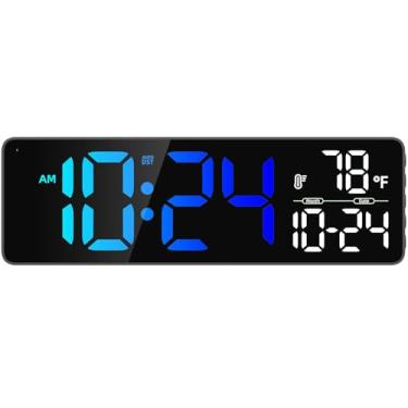 Imagem de XUANZIT Grande relógio de parede digital de data, temperatura, brilho do carro, auto DST | Relógio digital grande para quarto, mesa, sala de aula, sala de estar, cozinha, escritório, ginásio, casa de