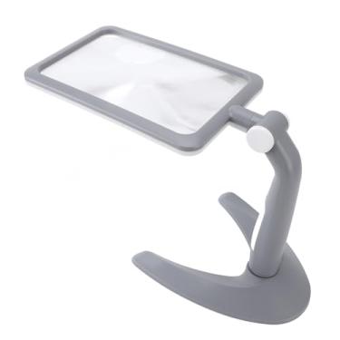 Imagem de Cryfokt Lupa Com 48 Luzes LED 2,5X Lupa Ajustável Rotativa para Leitura de Mesa Portátil Idosos Baixa Visão Material ABS (Preto)