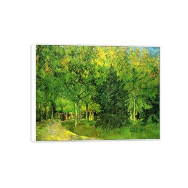 Imagem de Vincent van Gogh Famosa pintura em tela de arte de parede pronta para pendurar. Pista no jardim. Imagem em moldura branca para decoração de sala de estar 70 x 90 cm 27 x 35 pol