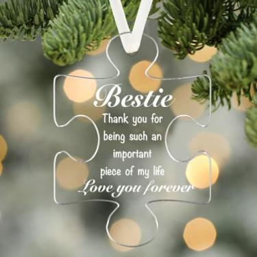 Imagem de Enfeites de acrílico em forma de quebra-cabeça para pendurar para árvore de Natal, presentes de amizade para amigas e irmãs