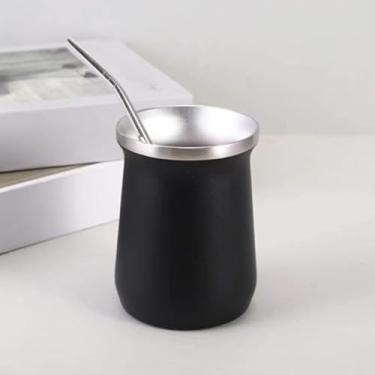 Imagem de Copo Cuia Térmico para Tereré e Chimarrão com Bomba 260 ml Aço Inox Parede Dupla Sem Tampa(PRETO)