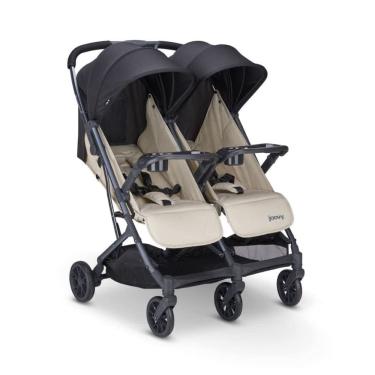 Imagem de Carrinho de Bebê Duplo com Assentos Reclináveis e Dobra com Uma Mão, Joovy X2, Bege Areia