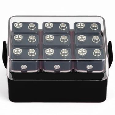 Imagem de ALCYON Estojo organizador de bateria, caixa de compartimento de bateria para 48 peças de pilhas AA, suporte de bateria protetor de plástico transparente para viagem/casa/escritório (apenas caixa