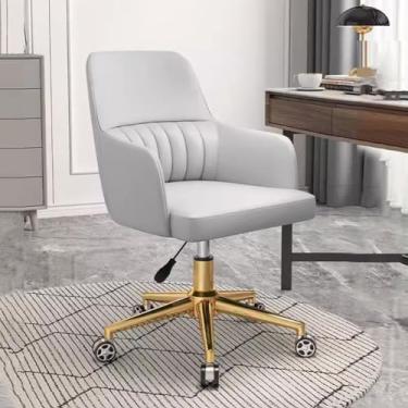 Imagem de AkosOL Cadeira de escritório executiva com altura ajustável, cadeira giratória Modn 360° para casa, quartos, cadeira de estudo, suporte lombar, acolchoamento confortável