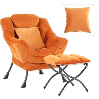 Imagem de HomEastlly Cadeira grande preguiçosa com otomano, cadeira de leitura de destaque com almofada, espreguiçadeira aconchegante com apoio de braço, sofá de lazer para sala de estar, quarto, dormitório,