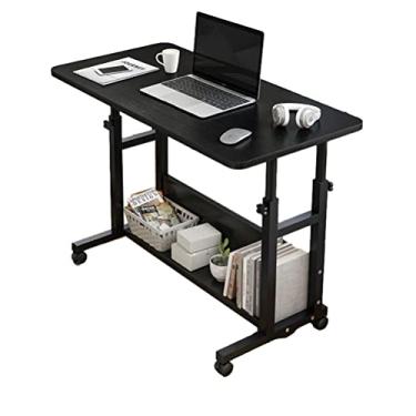 Imagem de UWEREBFM Mesa lateral de mesa para computador, mesa de computador, altura ajustável, acima da cama, suporte móvel para laptop com rodinhas e bandeja para cama
