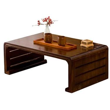 Imagem de AkosOL Mesa de centro para sala de estar, mesa de chão, varanda, mesa de chá, laptop, mesa de estudo infantil, material de madeira paulownia, 70 x 45 x 30 cm, marrom