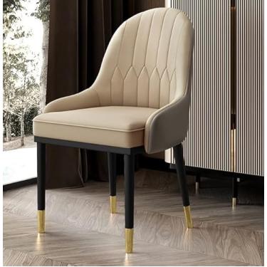 Imagem de AkosOL Cadeiras de jantar modernas, cadeiras de sala de jantar de cozinha de couro PU à prova d'água, pernas de metal, cadeiras laterais de sala de estar, cadeiras estofadas, cadeiras de cozinha e