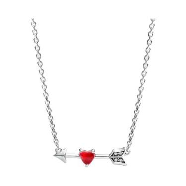 Imagem de Colar Com Anel Em Forma De Coração Com Laço Em Prata 925 Para Mulheres