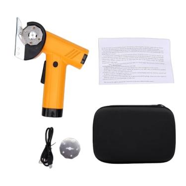 Imagem de Garosa Tesoura Elétrica Sem Fio, Cortador de Tecido Recarregável Ajustável de 4 Velocidades Com Trava de Segurança Bolsa de Armazenamento de Luz LED para Confecção de Corte de Papelão (Amarela)