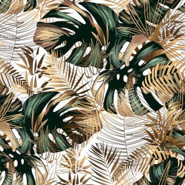 Imagem de HelloWall Papel de parede de plantas tropicais removível impermeável vinil colorido papel de parede fácil de usar 44,5 cm x 998,2 cm