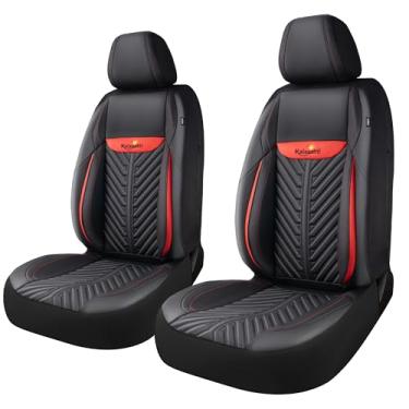 Imagem de Kaisaatti Conjunto de capas de assento de carro de couro PU – capa de assento impermeável para carros, capas de assento automotivas com suporte de espuma 3D, compatível com airbag, ajuste universal