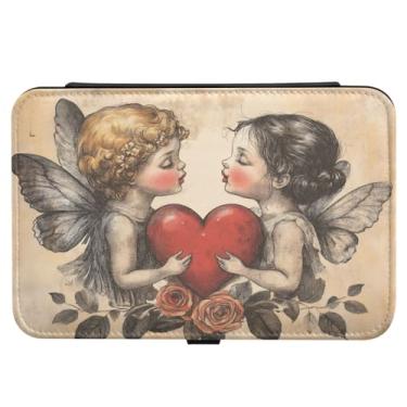 Imagem de Burbuja Caixa de joias de viagem Cupido dos Namorados para mulheres e meninas, estojo de joias portátil de couro PU organizador para brincos, anéis, colares e pulseiras