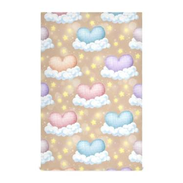 Imagem de Burbuja Pacote com 6 toalhas de cozinha Heart in Cloud, panos de prato absorventes reutilizáveis de microfibra para secagem e limpeza, 45 x 71 cm