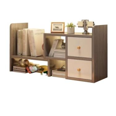 Imagem de Estante de mesa expansível para armário de arquivo, suporte organizador de madeira, com 2 gavetas ajustáveis, para prateleira de armazenamento de escritório em casa, suporte de impressora, escritório