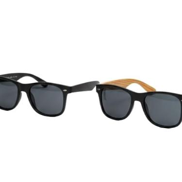 Imagem de Óculos de Sol com Haste de Madeira - Lente Preta – Lentes UV, Estilo Moderno e Leve(KIT- WALF (PRETO E MADEIRA))