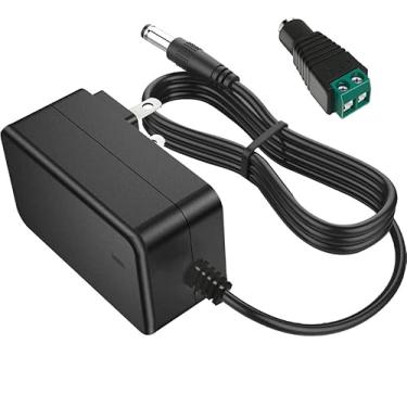 Imagem de Fonte de alimentação CC de 24 V, adaptador CA CC 24 V 2A 48 W, entrada 100 ~ 240 V CA para conversor DC 24 volts 2A transformador adaptador de energia com ponta de 5,5 x 2,5 mm/2,1 mm para sistema de