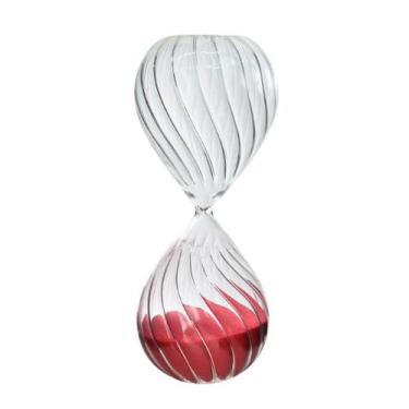 Imagem de Ampulheta de vidro em relevo 30 minutos 20cm - Charti, VERMELHO
