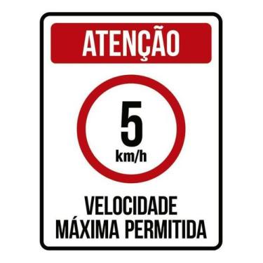 Imagem de Kit 10 Placa Acm Velocidade Máxima 5Km Máximo 18X23 - Sinalizo