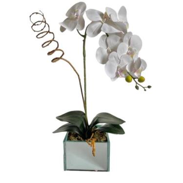 Imagem de Orquídea  Silicone Artificial Em Vaso Espelhado Arranjo Decoração Sofi