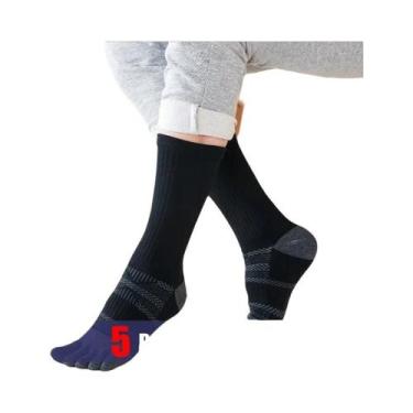 Imagem de Meias De Compressão Masculinas De 5 Dedos, Longas, Grossas, Absorvente