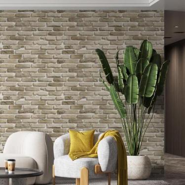 Imagem de Kit 7 Rolos Papel De Parede Adesivo Tijolo Bege 3,0M - Gh Papel De Par