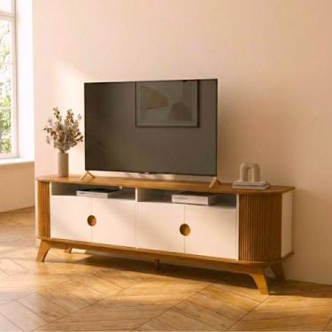 Imagem de Rack Bancada Vivaldi 2.0m P/ Tv Até 80 Pol 4 Portas Design Canelado Cu