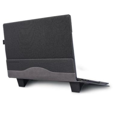 Imagem de Capa de laptop para Samsung Galaxy Book 5/4/3/2 Pro 360 15.6 Pro5/4/3/2 NP950 NT955 NP750 Bolsa de PU com suportes (preta, 15,6)