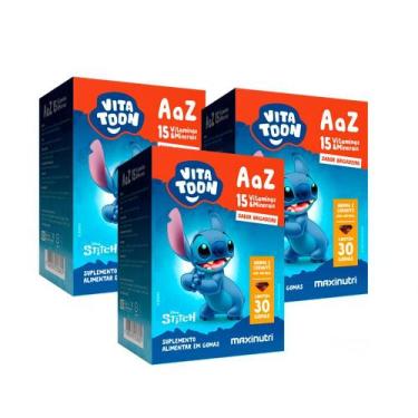 Imagem de Kit 3 Vitatoon Stitch Polivitaminico AaZ Sabor Brigadeiro 30 Gomas - M