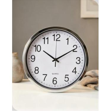 Imagem de Relógio de Parede Hauskraft 25cm Branco/Prata Analógico