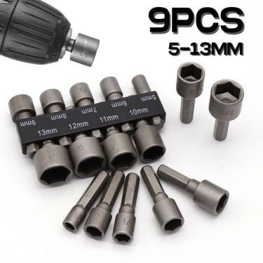 Imagem de Kit de Jogo de Bits Soquete Canhão para Parafusadeira 5 a 13mm Encaixe 1-4 Aço Carbono 9 Peças OEM