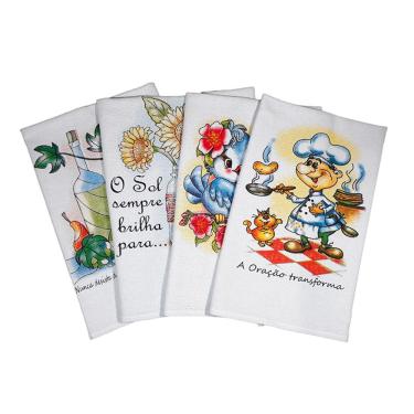 Imagem de Pano de Prato Linha Luxo 100% Algodão Sacaria 70 X 90CM 06 Unidades Estampado Lomaer