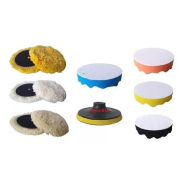 Imagem de Kit 8 Pcs Polimento - Boinas De Espuma + Boinas De Lã 7 Pol. - OMEGA