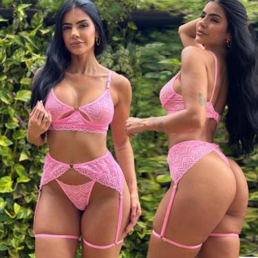 Imagem de Conjunto Sensual C Cinta Liga Maxiane Tamanho:GCor:Rosa Claro, G, Rosa