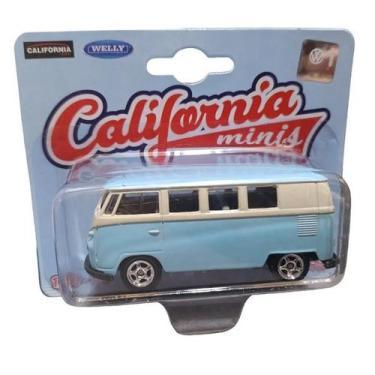 Imagem de Carrinho Miniatura Volkswagen Kombi Azul e Branca 1:64 California - Ca