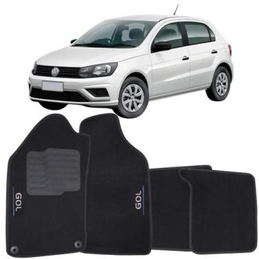 Imagem de Tapete Carpete Gol G6 G7 2012 à 2019 Logo Bordado Automotivo Jogo 4 Pe