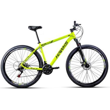 Imagem de Bicicleta Aro 29 Hawks Aluminio 24 Marchas cor amarelo neon com preto 