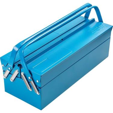 Imagem de Caixa Metálica Sanfonada para Ferramentas 500mm X 200mm X 245mm Azul para Armazenar e Transportar Tramontina