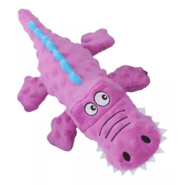 Imagem de Brinquedo de pelucia jacare rosa e verde para cachorro - forpets