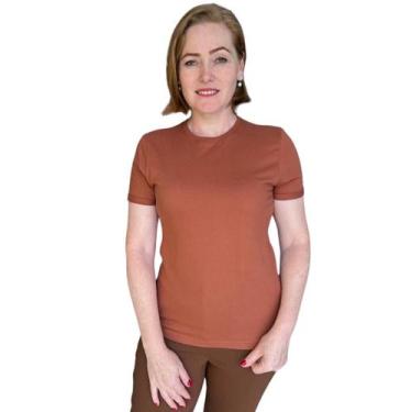 Imagem de Camiseta doce trama manga curta feminino ref: dot105145, Cacau, PP
