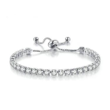 Imagem de Pulseira Riviera Feminina Zircônia Quadrada Banhada - MS CHOICES