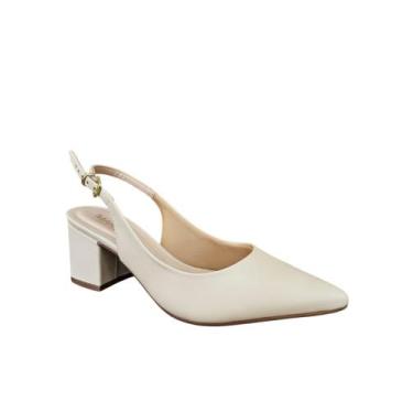 Imagem de Sapato Scarpin aberto Mariotta Feminino Nude salto bloco, Nude, 37