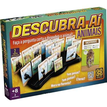 Imagem de Jogo de Cartas Educativo Descubra Aí Animais com Raciocínio Lógico e Dedução Grow